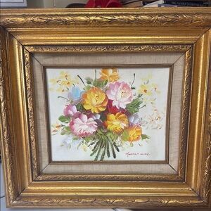 Vintage floral bouquet Painting in Gold Frame
Robert cox original oil on canvas.
